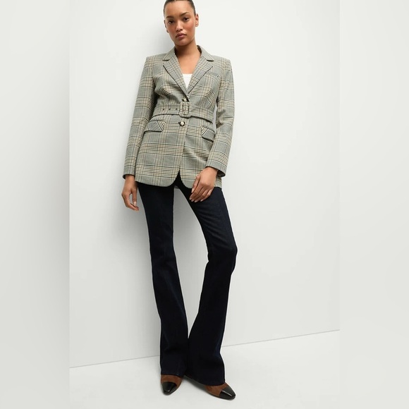 Veronica Beard Ryanne Belted Plaid Dickey Jacket ecru green multi NWT - Picture 3 of 11